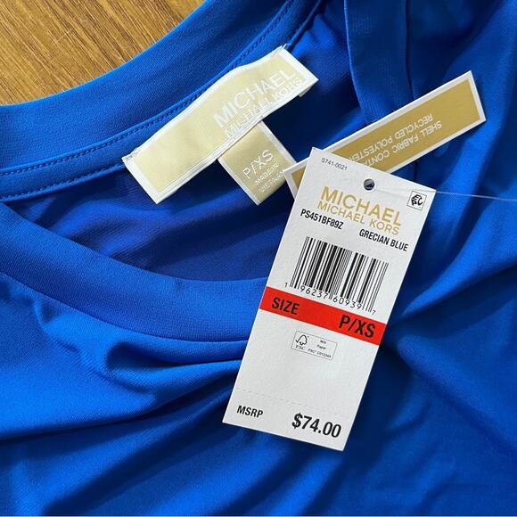 MICHAEL Michael Kors Ring Trip Twist Front blouse grecian blue - PXS - Picture 9 of 10